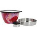 Salatschüssel S'WELL "S'well Calacatta Gold Salad Bowl Kit, 1.9L" Schüsseln Gr. B/H: 21cm x 12cm, rosa (rose agate) Therma-S'well-Technologie mit vakuumisolierten Außenschale