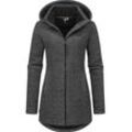 Longstrickjacke RAGWEAR "Leysha Melange" Gr. L (40), grau (dunkelgrau), Damen, Grobstrick, Obermaterial: 56% Baumwolle, 44% Polyester, Innenfutter: 100% Polyester, Strickjacken, Sportliche Kapuzenjacke in melierter Strick-Optik