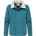 Cordjacke RAGWEAR "Walinea Corduroy", Damen, Gr. L (40), blau (ocean), Cord, Fleece, Außenmaterial: 100% Baumwolle, Innenfutter: 100% Polyester, Wattierung: 100% Polyester, casual, gerade hüftlang, ohne Ausschnitt, Jacken, Stylische Damen Jacke aus Cord mit Teddyfell-Kragen