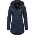 Longstrickjacke RAGWEAR "Leysha Melange" Gr. L (40), blau (navy), Damen, Grobstrick, Obermaterial: 56% Baumwolle, 44% Polyester, Innenfutter: 100% Polyester, Strickjacken, Sportliche Kapuzenjacke in melierter Strick-Optik