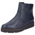 Schlupfboots RIEKER, Damen, Gr. 36, blau (dunkelblau), Leder, unifarben, klassisch, Schuhe, Stiefelette, Casual-Boots, Basic-Boots mit Innenreißverschluss