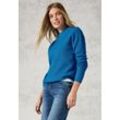 Strickpullover CECIL Gr. XXL (46), blau (dynamic aqua melange), Damen, Strick, Obermaterial: 37% Baumwolle, 34% Polyacryl, 26% Polyester, 3% Elasthan, unifarben, Pullover, mit Stehkragen und Struktur-Muster