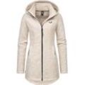 Longstrickjacke RAGWEAR "Leysha Melange" Gr. 4XL (48), grau (taupe) Damen Strickjacken Sportliche Kapuzenjacke in melierter Strick-Optik