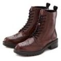 Schnürboots LASCANA Gr. 36, rot (bordeaux) Damen Schuhe Schnürstiefelette, Ankle Boots, Leder, Schnüren & Reißverschluss