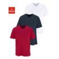 T-Shirt H.I.S Gr. 7/XL, bunt (weiß, rot, marine) Herren Shirts mit V-Ausschnitt aus Baumwolle, Unterhemd, T-Shirt