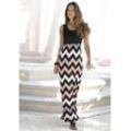 Maxikleid LASCANA Gr. 34, N-Gr, bunt (schwarz, rose, creme, taupe), Damen, Jersey, Obermaterial: 100% Viskose, Kleider, mit Zick-zack-Druck, Sommerkleid, Strandkleid