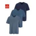 T-Shirt H.I.S Gr. 7/XL, blau (dunkelblau, mittelblau, graublau) Herren Shirts mit V-Ausschnitt aus Baumwolle, Unterhemd, T-Shirt