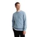 Rundhalspullover MARC O'POLO "aus gesprenkeltem Tweedgarn", Herren, Gr. XXL, blau, Obermaterial: 60% Wolle (Schafwolle), 20% Viskose, 20% Polyamid, unifarben, casual, Rundhals, Langarm, Pullover