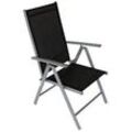 Garten Klappstuhl Ravello - 56 x 65 - 5 x 107 cm - Farbe: Silber (Gestell) / Schwarz (Textilbespannung)