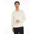 Polokragenpullover TOMMY HILFIGER "PIMA ORG CTN CASHMERE LS POLO", Herren, Gr. XXL, weiß (ivory), Strick, Obermaterial: 92% Baumwolle, 8% Kaschmir, casual, regular fit, Langarm, Pullover, Flag-Stickerei auf Brust