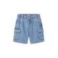 TOM TAILOR Jungen Cargo Jeansshorts mit recycelter Baumwolle, blau, Uni, Gr. 98