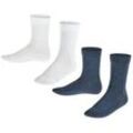 FALKE Kinder Socken, Multipack - Happy, Kurzsocken Weiß/Blau 23-26 10er Pack (5x2P)