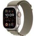 Smartwatch APPLE "Watch Ultra 2 Titanium", grau (olivegrün), Smartwatches, 49mm, Cellular, S, Alpine Loop, Trail Loop