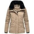 Winterjacke NAVAHOO "Frostii XIV" Gr. L (40), grau (taupe) Damen Jacken modische Winter Steppjacke mit Kunstfellkragen