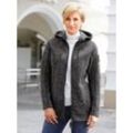 Kapuzenfleecejacke CASUAL LOOKS Gr. 36, schwarz (schwarz, meliert), Damen, 100% Polyester, meliert, unifarben, Jacken