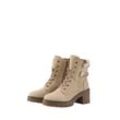 TOM TAILOR Damen Gefütterte Stiefeletten mit Block-Absatz, beige, Uni, Gr. 38