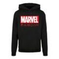 Rundhalspullover F4NT4STIC "F4NT4STIC Herren Marvel Logo washed Care with Basic Hoody" Gr. 5XL, schwarz Herren Pullover