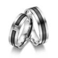 Verlobungsring MARRYA "Edelstahl Ringe Trauringe Eheringe Partnerringe" Gr. 48, schwarz (damen ring, silber, schwarz), Fingerringe, Damen, 48, Edelstahl