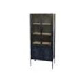 Chic Antique Vitrinenschrank mit Glastüren im Industrial Look, 60 x 38,5 x 140 cm, antique schwarz