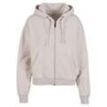 Sweatjacke KARL KANI "Karl Kani Damen KK Chest Signature Essential Zip Hoodie" Gr. L, beige (cream), Damen, 80% Baumwolle, 20% Polyester, Sweatjacken