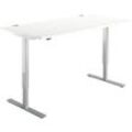 Schäfer Shop Select Schreibtisch Start Off, elektrisch höhenverstellbar, Rechteck, T-Fuß, B 1600 x T 800 x H 755-1255 mm, weiß/weißaluminium