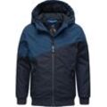 Winterjacke RAGWEAR "Jowell", Jungen, Gr. 128, blau (navy), Obermaterial oben: 100% Polyester, Obermaterial unten: 65% Polyester, 35% Baumwolle, Innenfutter: 100% Polyester, Wattierung: 100% Polyester, casual, gerade hüftbedeckend, hoch geschlossener Ausschnitt, Langarm Ärmel ohne Ärmelschlitz Rippstrickbündchen, Jacken, sportliche Winter-Outdoorjacke mit Kapuze