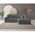 Ecksofa ANDAS "Finnley Schlafsofa 267 cm in Bouclé, Struktur fein u. Cord, L-Form", grau (anthrazit), B:267cm H:85cm T:167cm, Bezugstoff 100% PES , Gramatur 400g/qm +/- 5%, Sofas, Schlaffunktion m. Bettkasten (136/210 cm), Bouclé, Struktur und Cord