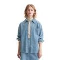 Langarmbluse MARC O'POLO DENIM "aus mittelschwerem Cord-Stretch" Gr. M, blau Damen Blusen