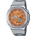 Chronograph CASIO G-SHOCK, silberfarben, orange, grau, Armbanduhren, Herren, Quarzuhr, Armbanduhr, Herrenuhr, Edelstahlarmband, Stoppfunktion