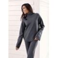 Sweater ELBSAND "- Rollkragenpullover - Loungeshirt" Gr. 32/34, grau (anthrazit meliert) Damen Sweatshirts aus weichem Strick, Loungewear