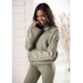 Sweater ELBSAND "- Rollkragenpullover - Loungeshirt" Gr. 32/34, grün (oliv meliert) Damen Sweatshirts aus weichem Strick, Loungewear