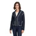 Strickjacke BETTY BARCLAY "Betty Barclay Strick-Cardigan langarm" Gr. 36, blau (dunkelblau), Damen, Obermaterial: 49% Polyacryl, 46% Baumwolle, 5% Polyamid., Strickjacken, Kragen