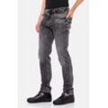 Slim-fit-Jeans CIPO & BAXX "Jeans", Herren, Gr. 31, Länge 32, schwarz, 98% Baumwolle 2% Elasthan, unifarben, casual, slim fit lang, Jeans, mit Allover-Gitter-Musterung, CD543