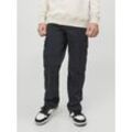 Cargohose JACK & JONES JUNIOR "JPSTKANE JJHARLOW CARGO NOOS JNR" Gr. 128, N-Gr, schwarz, Jungen, Web, Obermaterial: 98% Baumwolle, 2% Elasthan, unifarben, Hosen