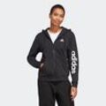 Kapuzensweatjacke ADIDAS SPORTSWEAR "ESSENTIALS LINEAR FRENCH TERRY KAPUZENJACKE" Gr. XS, schwarz-weiß (schwarz, weiß), Damen, Sweatware, Obermaterial: 100% Baumwolle, Sweatjacken