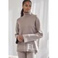 Sweater ELBSAND "- Strickpullover - Rollkragenpullover" Gr. 32/34, grau (taupe) Damen Sweatshirts aus hochwertigem Strick und eingestricktem Logo, Loungewear