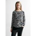 Langarmbluse CECIL Gr. L (42), schwarz, Damen, Web, Obermaterial: 100% Viskose, bedruckt, Blusen, mit Allover-Print