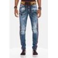 Slim-fit-Jeans CIPO & BAXX "Jeans" Gr. 28, Länge 32, blau Herren Jeans mit Kordelbund in Slim Fit, CD-504