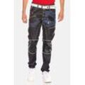 Straight-Jeans CIPO & BAXX "DENIM", Herren, Gr. 29, Länge 32, rawblau, 100% Baumwolle, unifarben, casual, figurumspielend lang, Jeans, Straight Fit-Jeans im stylischen Design, CD639