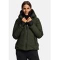 Winterjacke MARIKOO "Simaraa" Gr. L, grün (dark olive) Damen Jacken mit abnehmbarem Kunstfellkragen