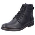 Winterstiefelette RIEKER, Herren, Gr. 46, schwarz, Leder, Lederimitat, Textil, casual, Schuhe, Schnürstiefelette, Boots mit riekerTEX-Membran, schmale Form