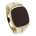 Fingerring JOBO "Ring mit Onyx und 12 Diamanten" Gr. 60, schwarz (schwarz, schwarz), Fingerringe, Herren, 60, SI = kleine Einschlüsse, Gelbgold 585-Diamanten, Gelbgold 585, Diamanten 585 Gold bicolor