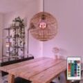 Globo Lighting - Pendelleuchte Hängelampe Wohnzimmerleuchte Deckenlampe Esszimmerleuchte, Bambus naturfarben, dimmbar Fernbedienung, 1x rgb led 8,5W