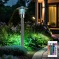 Stehleuchte Außenleuchte Garten Wegeleuchte Laterne Stehlampe, Fernbedienung dimmbar, Edelstahl, rgb led 8,5W 806Lm, LxBxH 22x22x80 cm