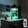 Etc-shop - Pendelleuchte Küchenlampe schwarz Hängelampe Wohnzimmer Esstischleuchte, Fernbedienung dimmbar Farbwechsler, Metall Glas, 1x rgb led 4,8W