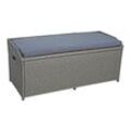 Polyrattan Gartenbank Sitzbank mit Auflagenbox Kissenbox Rattan Bank Kissentruhe Grau-Mix