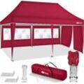 Pavillon 3x6m - mit 3 Seitenwänden Rot wasserdicht Pop-Up Faltpavillon höhenverstellbar Gartenzelt uv Schutz 50+ Partyzelt mit Tasche für Garten