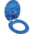 WC-Sitz Toilettensitz,Klobrille Soft-Close-Deckel mdf Blau Wassertropfen-Design FSW35430