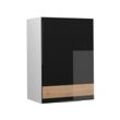 Badschrank Fame-Line, Schwarz-Eiche Hochglanz/Weiß, 45 x 72 cm Vicco