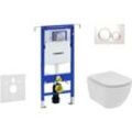 Duofix - Set von Vorwandelement, Wand-WC und WC-Sitz Ideal Standard Tesi, Betätigungsplatte Sigma20, Rimless, SoftClose, weiß/Chrom 111.355.00.5 NE4